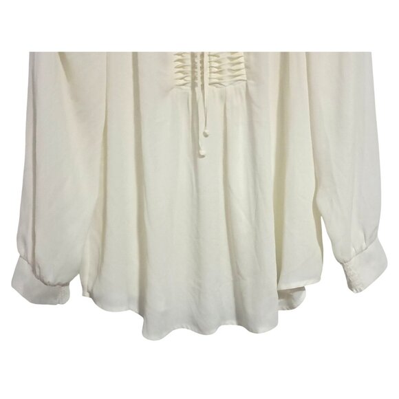 Alfani Womens Cream Pleated Front Blouse Size 16 Long Sleeve 100% Polyester - Picture 6 of 11